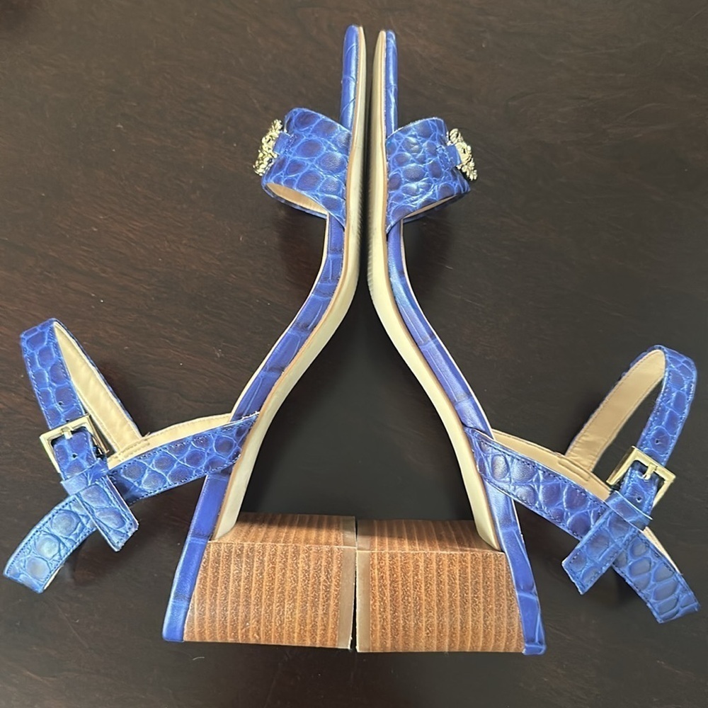 TALBOTS SERA KNOT CROC-EMBOSSED
SANDALS Royal Blue SZ 9 Old Money Timeless Chic - Picture 10 of 11